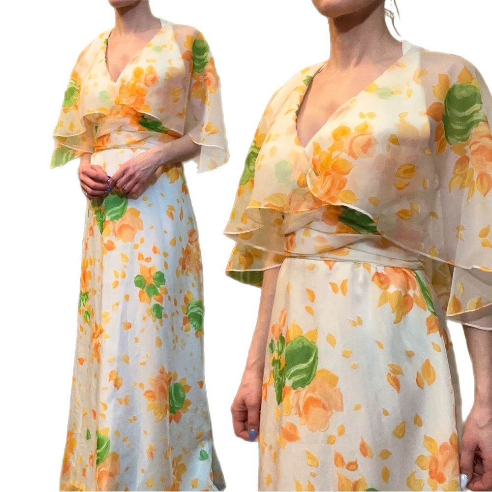 Authentic vintage 1970's Lorrie Deb gown with cape